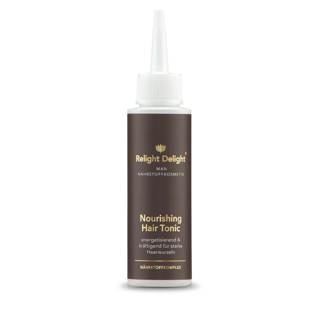 Edle Applikatorflasche mit MAN - Nourishing Hair Tonic -Nährlösung für Haarwurzeln 100ml von Relight Delight
