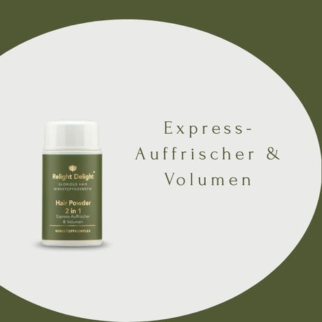 Dose  mit Glorious Hair - Hair Powder 2 in 1 - 35gr
mit Aufschrift: Express-Auffrischer & Volumen