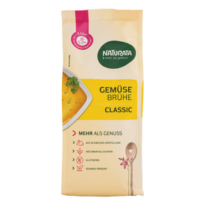 „Naturata Gemüsebrühe Classic bio, 500 g Nachfüllbeutel, kräftige vegane Brühe ohne Palmöl.“