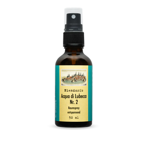 50 ml Braunglasflasche mit  Aufschrift Niendorfs Acqua di Lubecca Nr.2 Raumspray entspannend 