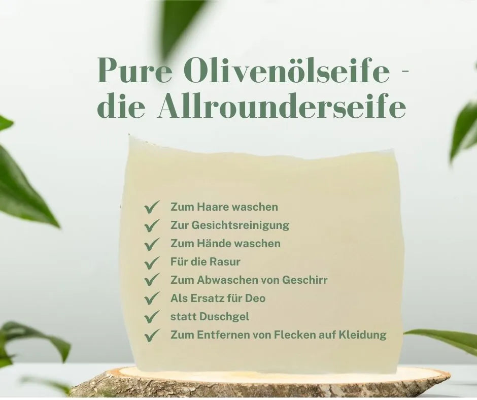 Olivenölseife pur Besonders milde Seife - ohne Duft- oder Farbstoffe  - Kleine Auszeit