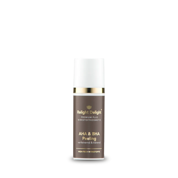 "Premium Plus AHA BHA Peeling 50ml - Vegan, parfümfrei mit Bio-Aloe Vera für sanfte Hauterneuerung" Relight Delight