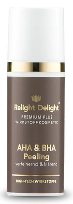 "Premium Plus AHA BHA Peeling 50ml - Vegan, parfümfrei mit Bio-Aloe Vera für sanfte Hauterneuerung" Relight Delight