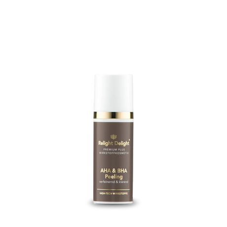 "Premium Plus AHA BHA Peeling 50ml - Vegan, parfümfrei mit Bio-Aloe Vera für sanfte Hauterneuerung" Relight Delight