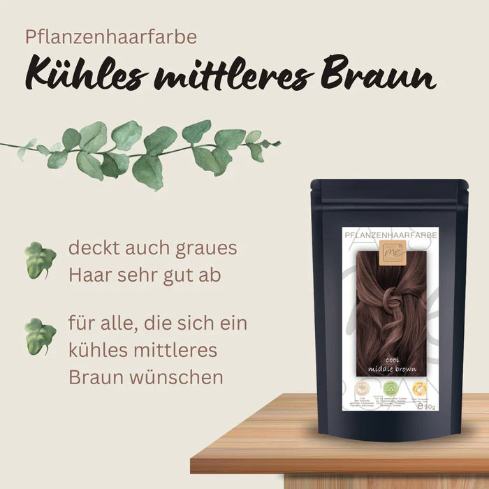 Profi-Pflanzenhaarfarbe "Kühles mittleres braun - cool middle brown" 90g Nachfüllpack - Thats me Organic