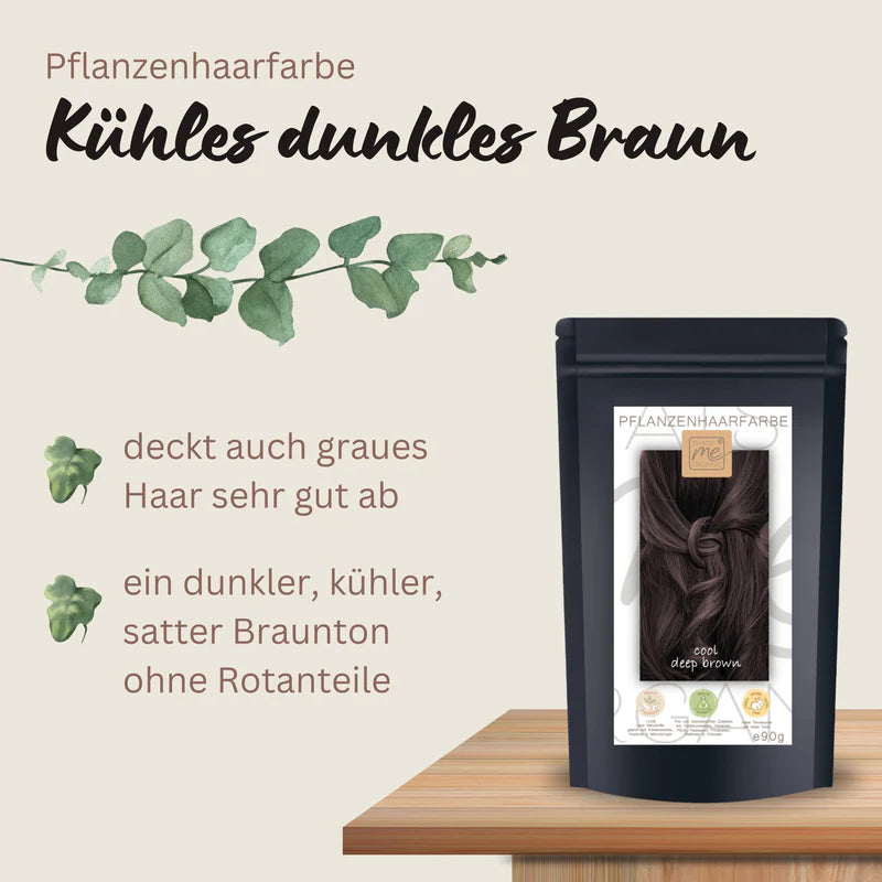 Profi-Pflanzenhaarfarbe kühles dunkles Braun cool deep brown 90g Nachfüllpack - Thats me Organic