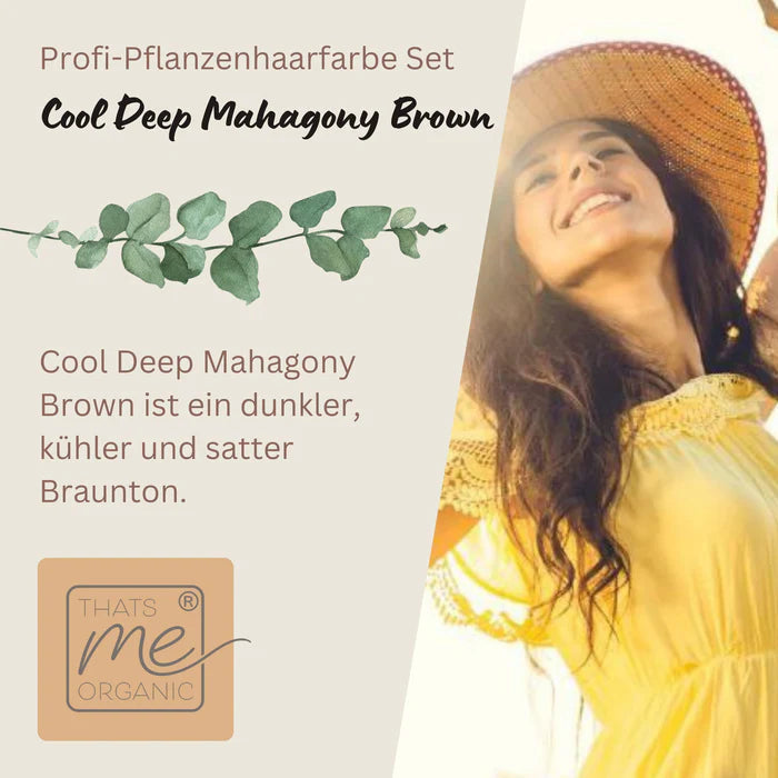 Profi-Pflanzenhaarfarbe kühles dunkles Mahagony-Braun "cool deep mahagony brown" 90g Nachfüllpack - Thats me Organic