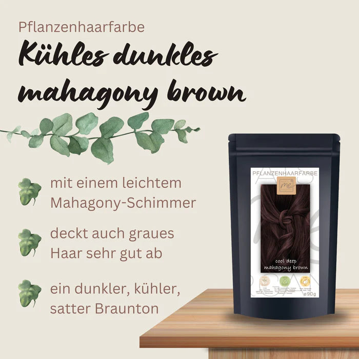Profi-Pflanzenhaarfarbe kühles dunkles Mahagony-Braun "cool deep mahagony brown" 90g Nachfüllpack - Thats me Organic