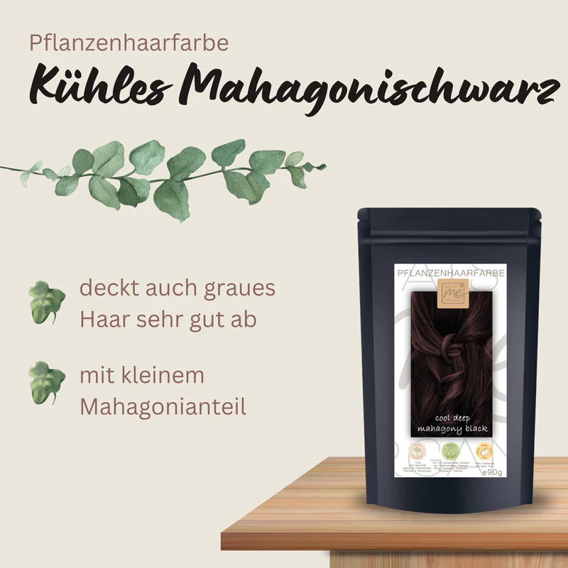 Profi-Pflanzenhaarfarbe kühles dunkles Mahagony-Schwarz cool deep mahagony black 90g Nachfüllpack - Thats me Organic