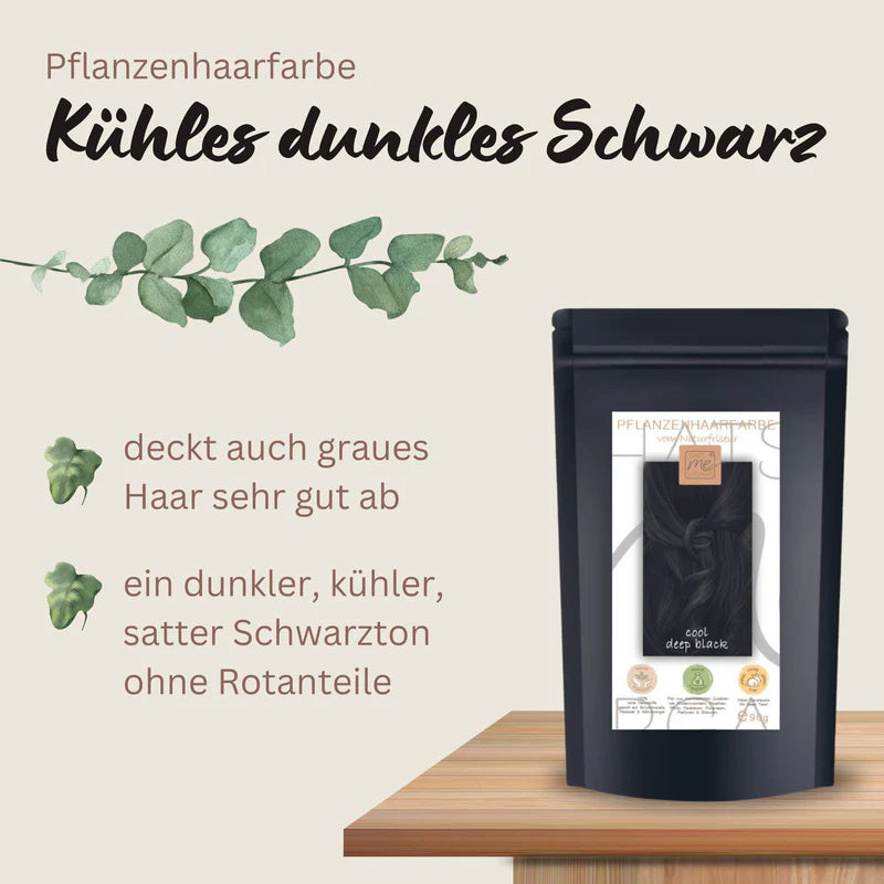 Profi-Pflanzenhaarfarbe kühles dunkles Schwarz cool deep black 90g Nachfüllpack - Thats me Organic2