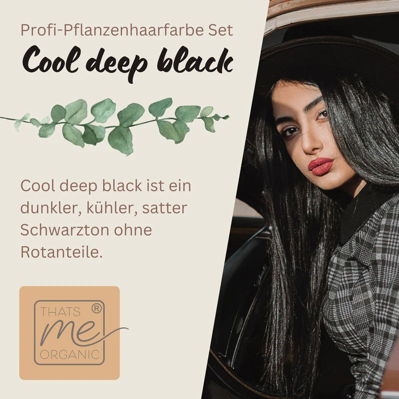 Profi-Pflanzenhaarfarbe kühles dunkles Schwarz cool deep black 90g Nachfüllpack - Thats me Organic2