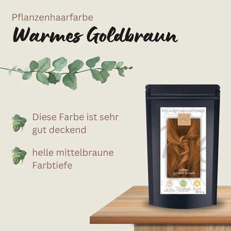 Profi-Pflanzenhaarfarbe warmes Gold-Braun "warm golden brown" 90g Nachfüllpack - Thats me Organic