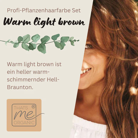 Profi-Pflanzenhaarfarbe warmes Hell-Braun "warm light brown" 90g Nachfüllpack - Thats me Organic