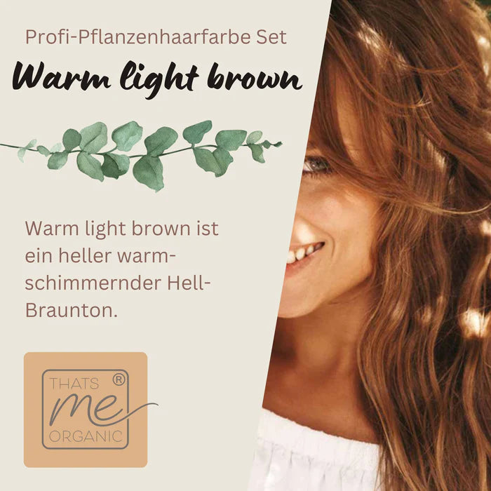 Profi-Pflanzenhaarfarbe warmes Hell-Braun "warm light brown" 90g Nachfüllpack - Thats me Organic