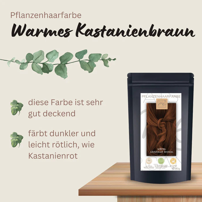 Profi-Pflanzenhaarfarbe "warmes Kastanien braun - warm chestnut brown" 90g Nachfüllpack - Thats me Organic