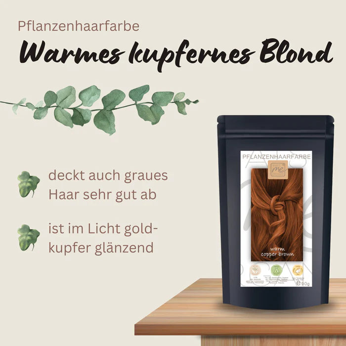 Profi-Pflanzenhaarfarbe warmes Kupfer-Braun "warm copper brown" 90g Nachfüllpack - Thats me Organic