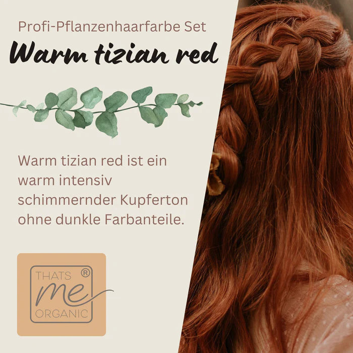Profi-Pflanzenhaarfarbe warmes Kupfer-Rot "warm tizian red" 90g Nachfüllpack - Thats me Organic