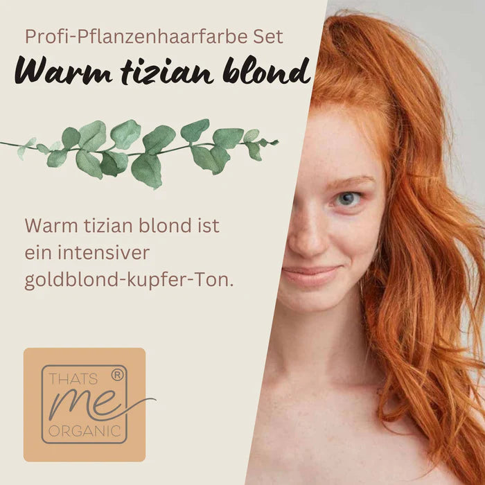 Profi-Pflanzenhaarfarbe "warmes helles Kupfer-Blond - warm tizian blond" 90g Nachfüllpack - Thats me Organic