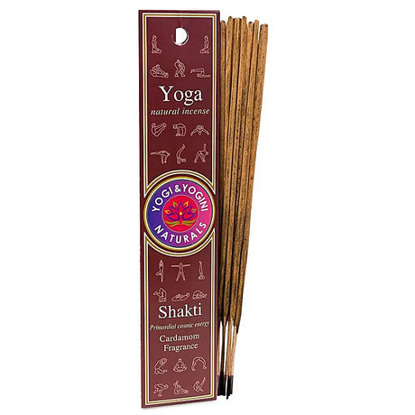 Yoga Shakti Räucherstäbchen – natürlicher Kardamomduft für Energie, Kraft und Meditation.