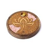 Namaste mit Rosenquarz Holzhalter für Räucherstäbchen
