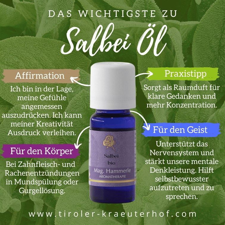 Salbei Öl Bio - ätherisches Öl 5 ml - Tiroler Kräuterhof 