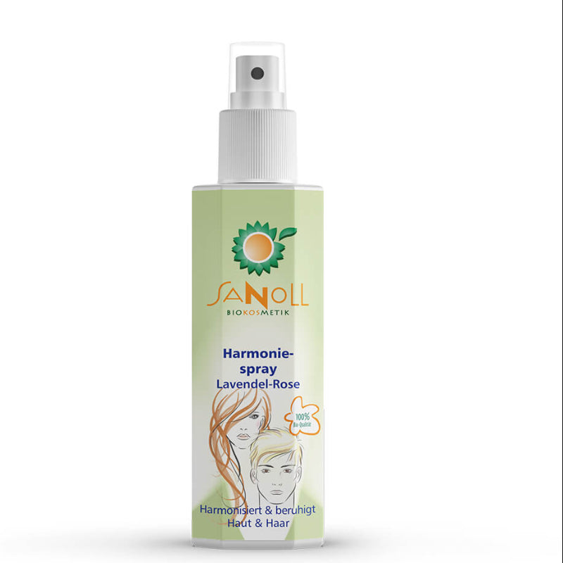 Sprühflasche Sanoll Harmoniespray Lavendel-Rose – Bio Aromapflege Spray für Balance & Entspannung, 150 ml