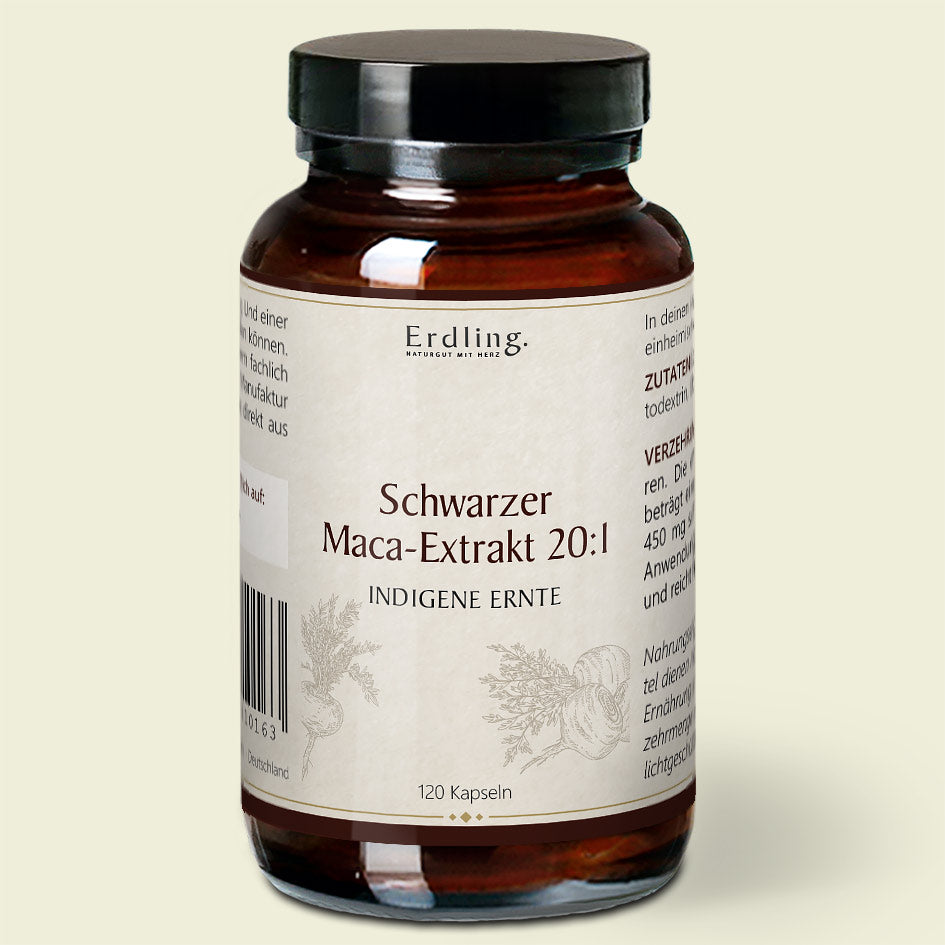 Schwarzes Maca-Extrakt 20:1 - 120 Kapseln Waldkraft - Erdling
