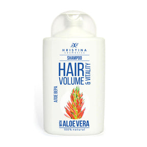 <h3>Shampoo Aloe Vera für volles und gesundes Haar 200 ml - Hristina</h3> <p data-mce-fragment="1">Die Aloe Vera in diesem Shampoo hat eine feuchtigkeitsspendende Wirkung gegen fettiges Haar und beugt Haarausfall sowie Schuppenbildung vor. Einfach auf das nasse Haar auftragen, einmassieren, um einen dichten Schaum zu erzeugen, und dann ausspülen. Bei Bedarf wiederholen.</p>