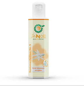 Sanoll Biokosmetik Sommerlotion Nr. 5 – ausgleichende Körperlotion in der 150 ml GreenPE-Flasche
