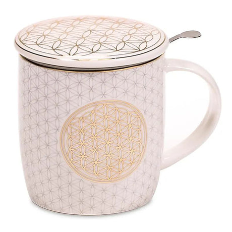 Blume des Lebens - Teetasse mit Sieb / Deckel