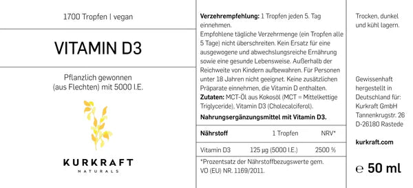 VITAMIN D3 VEGAN 5000- KURKRAFT