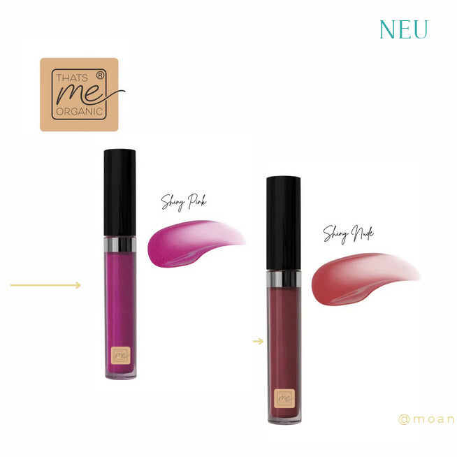 „Bio-Lipgloss Shiny Pink & Shiny Nude – vegan, pflegend mit Rizinusöl & Bienenwachs, natürlicher Glanz, ohne Titandioxid“