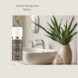 "AHA BHA Peeling Lifestyle Setting - Modernes Badezimmer mit Aloe Vera für natürliche, parfümfreie Hautpflege"