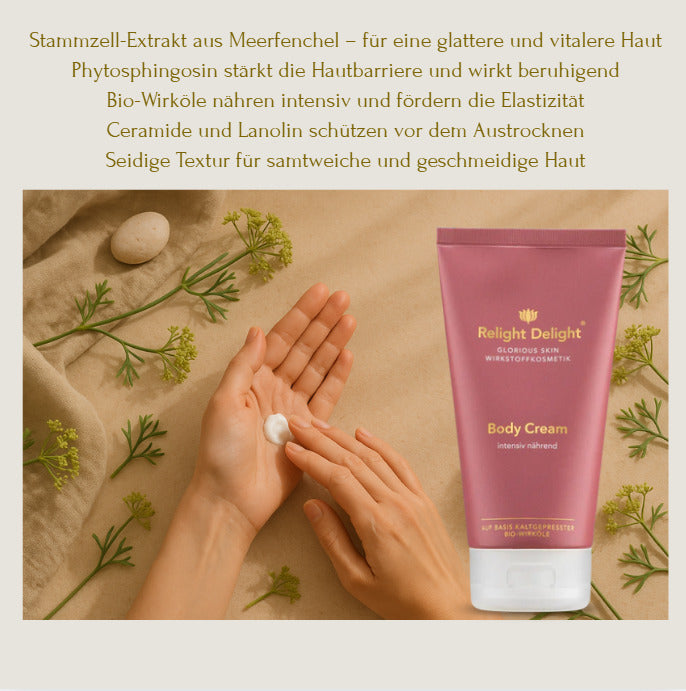 "Glorious Skin Body Cream Anwendung - Luxuriöse Hautpflege für Anti-Aging und intensive Feuchtigkeitsversorgung"