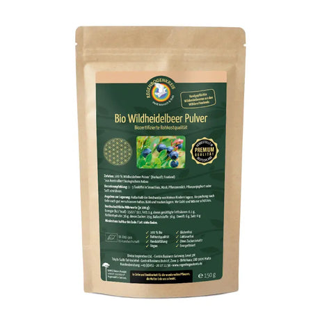 Wildheidelbeer Pulver, Bio, Wildsammlung, Rohkost, 150 g -Regenbogenkreis