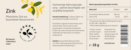 ZINK AUS GUAVE - KURKRAFT 60 Kapseln - 2 Monatskur - vegan