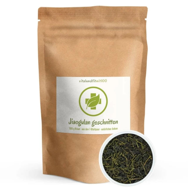 Jiaogulan (Gynostemma pentaphyllum) Kraut geschnitten 100 g Vitalundfitmit100 
