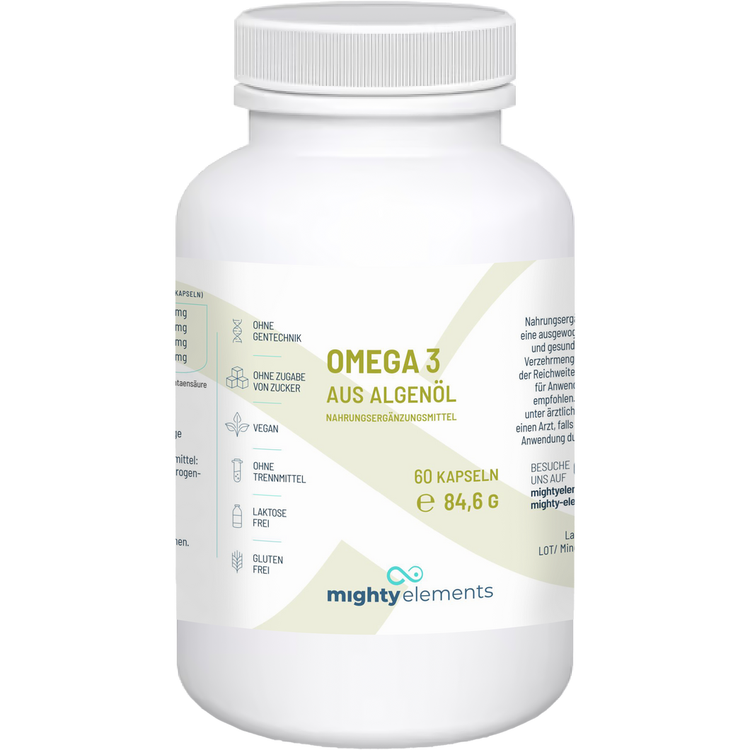 Vegane Omega 3 Kapseln aus Algenöl – mit DHA 600mg und EPA 200mg