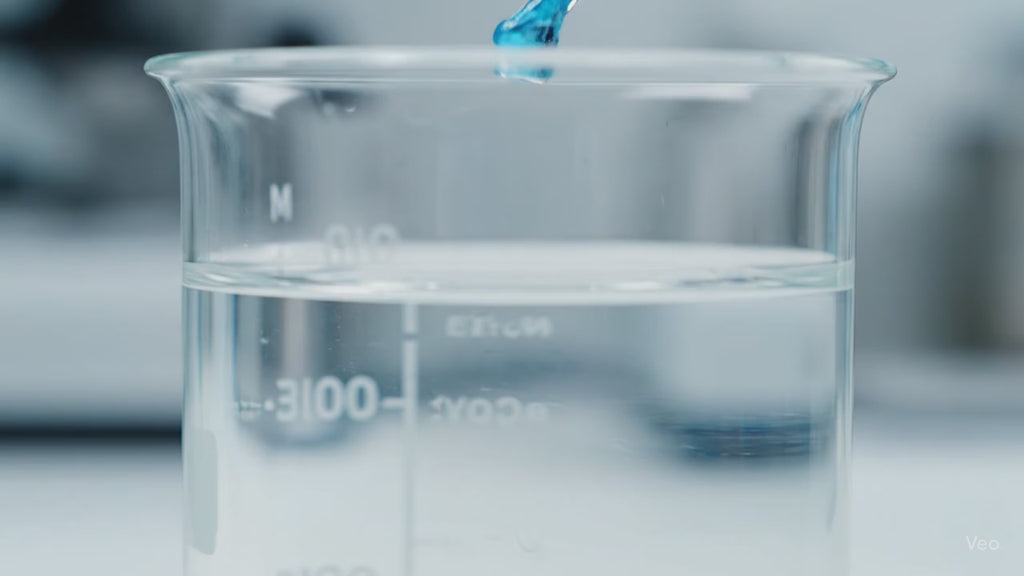 Im Video sieht man ein Reagenzglas welches mit Wasser gefüllt ist. Mit einer Pipetten wird Methylenblau eingetropft. Dann färbt sich das Wasser blau.