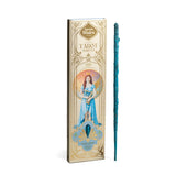 Produktverpackung Sagrada Madre Tarot Angeles Räucherwerk „Wisdom“ (Weisheit) mit Engel-Illustration und einem blauen Räucherstäbchen daneben.