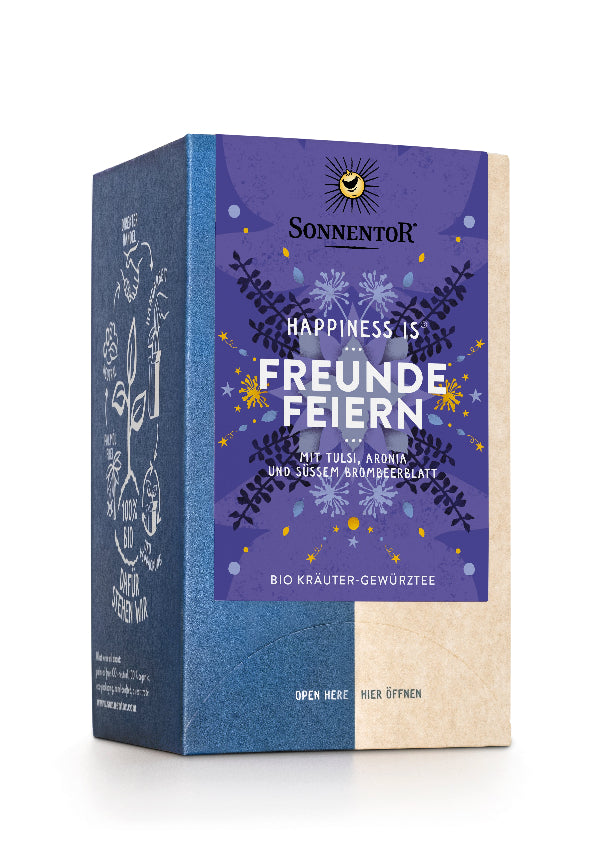 Happiness is Freunde feiern Sonnentor teebeutel