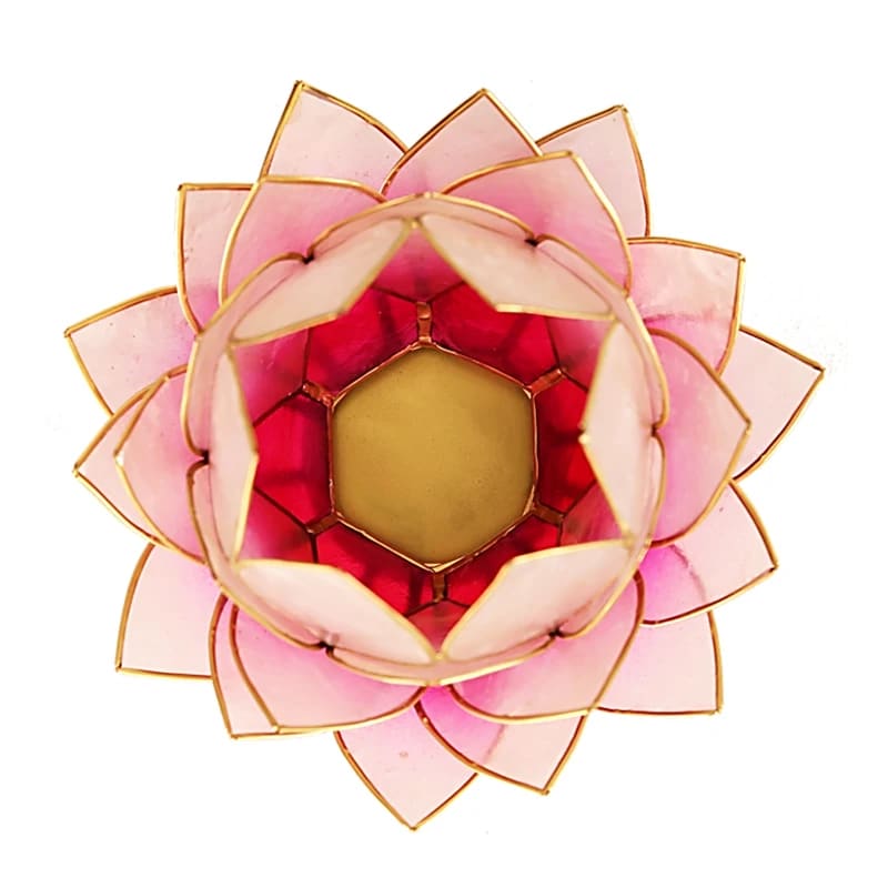 Lotus Teelichthalter Rosa / Goldfarbig (Groß)