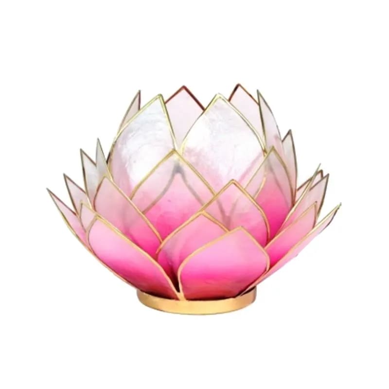 Lotus Teelichthalter Rosa / Goldfarbig (Groß)