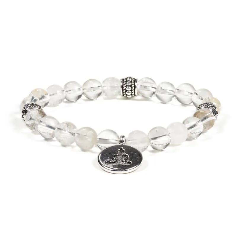Mala/Armband Bergkristall elastisch mit Lotus oder Buddha