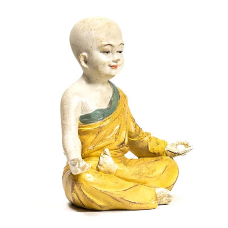 Yoga Mönch Figur in Orange / Grau / Grün