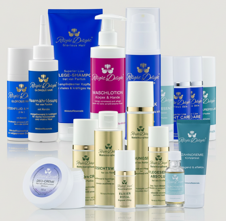 Metamorphose - Reinigungsmilch - frei von Parfüm 100 ml, Metamorphose - Gesichtswasser - frei von Parfüm 100 ml , Metamorphose - Elixier Royal - frei von Parfüm 15 ml , Metamorphose - Pflegeserum Absolut - frei von Parfüm 30 ml, Metamorphose - Creme de la Creme - frei von Parfüm 50 ml, Glorious Skin - Night Care - frei von Parfüm 50 ml, Glorious Skin - Day Care - frei von Parfüm 50 ml, MSM Essenz - frei von Parfüm 50 ml, Fruchtsäurepeeling - frei von Parfüm 50 ml, Glorious Hair - Pflege-Shampoo - frei von P