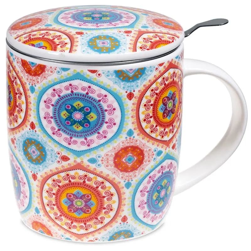 Blaues Mandala - Teetasse mit Sieb und Deckel