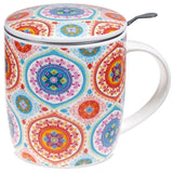 Blaues Mandala - Teetasse mit Sieb und Deckel