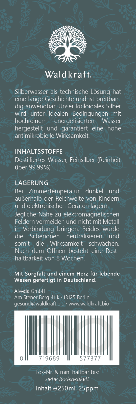 Kolloidales Silber 25 ppm - Antimikrobielle Lösung - Waldkraft