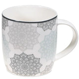 Graues Mandala - Teetasse mit Sieb und Deckel